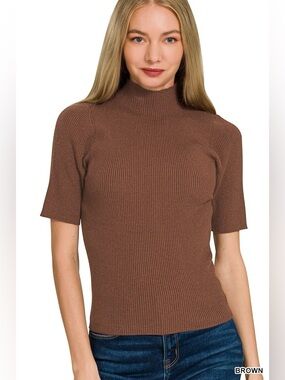 Zenana Viscose Ribbed Mock Neck Sweater